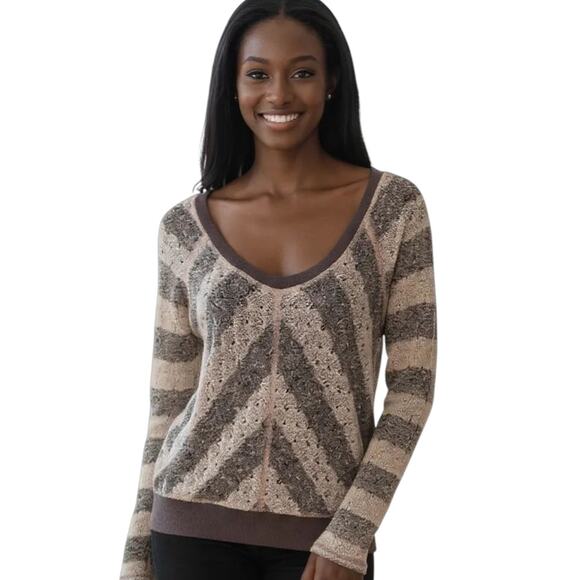 We the Free Free People Semi Sheer Sweater Beige Women's Small - Picture 1 of 4